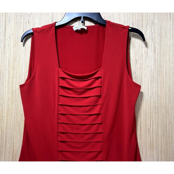 Calvin Klein - Women's Sleeveless Stretch Blouse, Red, Medium - Picture 11 of 13